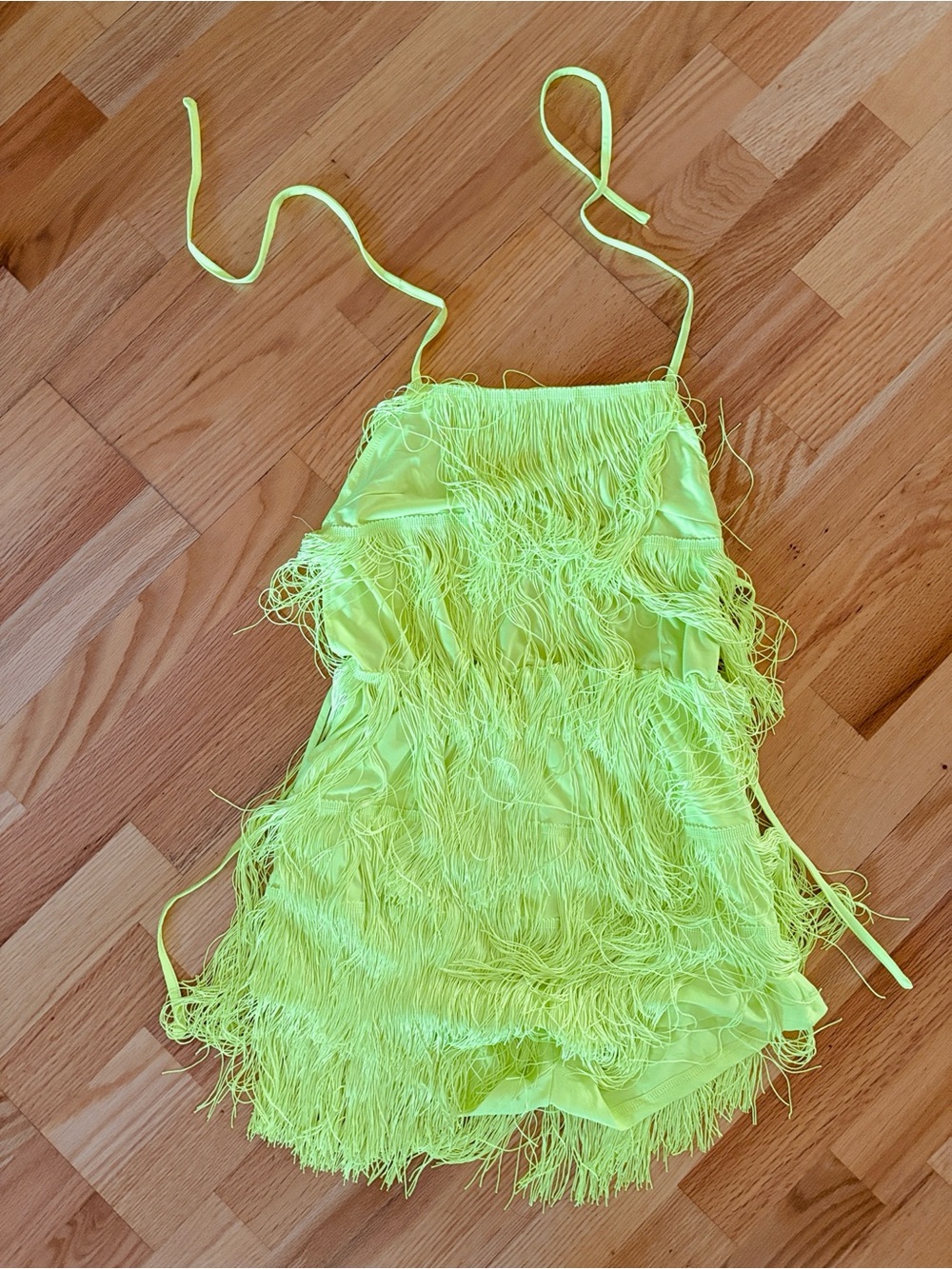 Neon Yellow Fringe Halter Romper